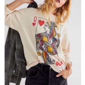 Free People x Daydreamer Queen of Hearts Long Sleeve Tee